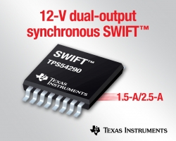 Pierwsza w branży 12-woltowa dwukanałowa synchroniczna przetwornica obniżająca napięcie ze zintegrowanymi tranzystorami FET firmy Texas Instruments