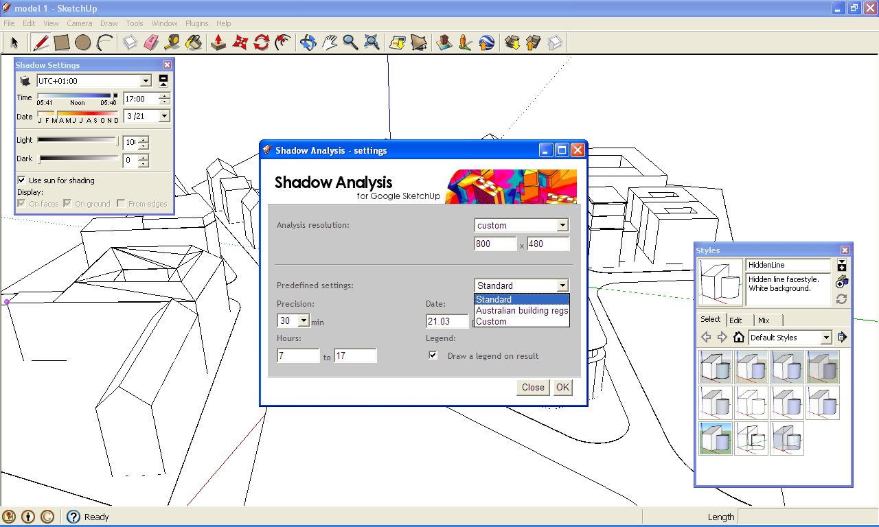 Screen z działania programu Shadow Analysis
