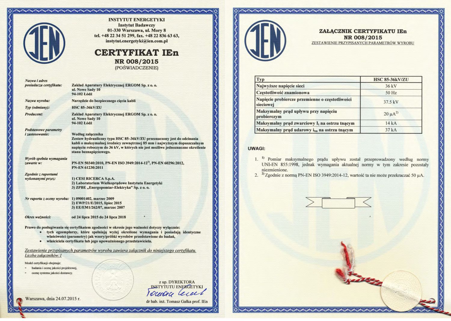 Certyfikat IEn