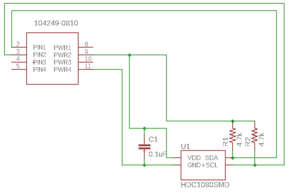 Schemat modułu czujnika wilgotności HDC1080