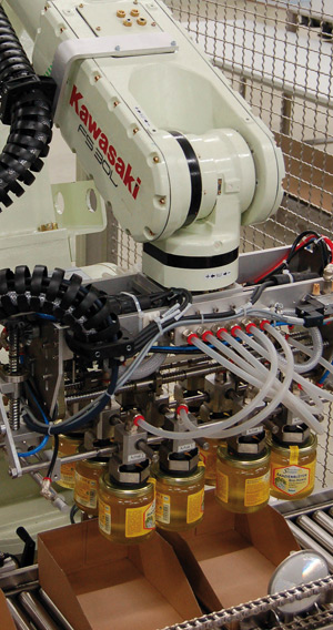Robot FS30L pakuje słoiki z miodem