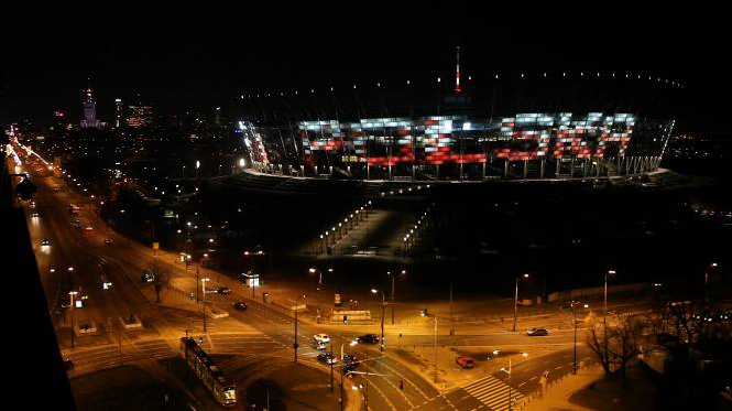 Iluminacja fasady Stadionu Narodowego w Warszawie
